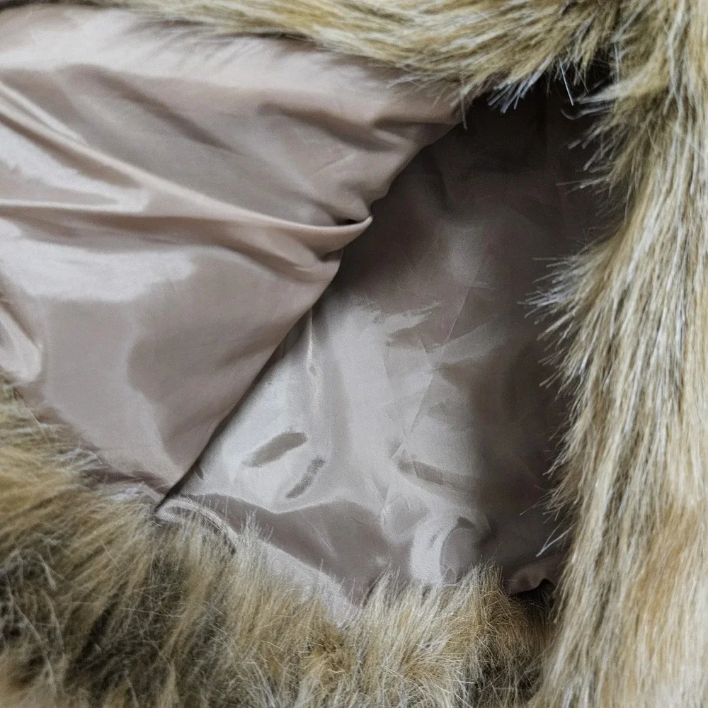 INC International‎ Concepts Vest Womens Sm Brown Faux Fur Open Front Sleeveless